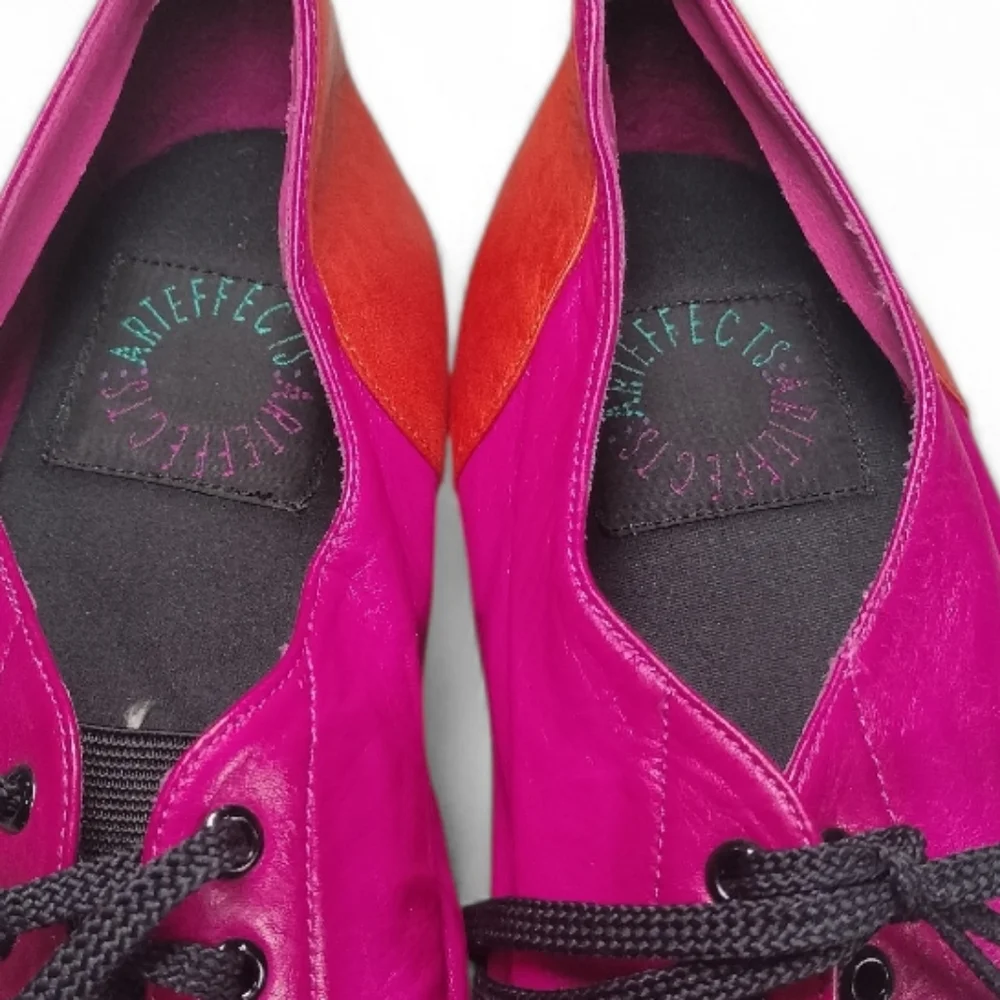 Pink Purple Colorblock Vintage 80s Leather Lace Up Oxford Flats Dress Shoes 10